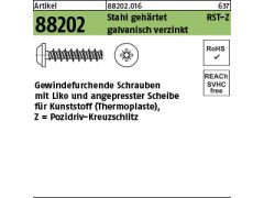 1000 x Kunststoff Schrauben Linsenkopf mit Scheibe Pozidrive Z 2,5 x 10 verzinkt