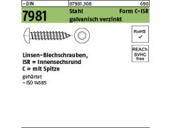 1000 x Linsen Blechschr.  DIN 7981-C 2,9x25 - T10 verzinkt