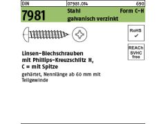 1000 x Linsen Blechschr.  DIN 7981-C 3,5x16 - H verzinkt