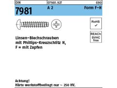 1000 x Linsen Blechschr.  DIN 7981-F 3,9x13 - H Edelstahl A2