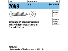 1000 x Linsen-Blechschr. ISO 7049 Form C-Spitze H 2,2 x 13 Edelstahl A4