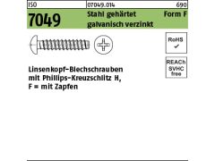 1000 x Linsen-Blechschr. ISO 7049 Form F-Zapfen H 3,9 x 16  verzinkt