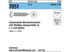 1000 x Linsensenk Blech. ISO 7051 Form C-Spitze H 2,9 x 13 Edelstahl A2