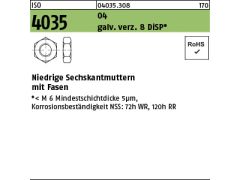 1000 x niedrige Sechskantmu. ISO 4035 Kl.4 M 4 DiSP (Dickschichtpass.)