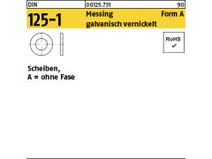 1000 x Scheiben DIN 125 Messing A 5,3 vernickelt