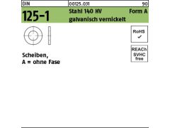 1000 x Scheiben DIN 125 Stahl 140 HV A 3,2 vernickelt