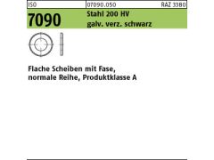 1000 x Scheiben ISO 7090 M6 (6,4x12x1,6) 200 HV, verzinkt schwarz chromatisiert