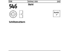 1000 x Schlitzmuttern DIN 546 Stahl M5 (blank/schwarz)