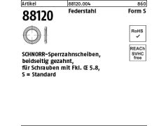 1000 x SCHNORR-Sperrzahnscheiben FederstahlForm S=8 (blank/schwarz)