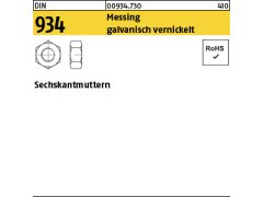 1000 x Sechskantmuttern DIN 934 Messing M3 galv. vernickelt