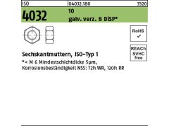 1000 x Sechskantmuttern ISO 4032 10 M5 DiSP (Dickschichtpass.)