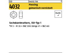 1000 x Sechskantmuttern ISO 4032 Messing M2 vernickelt