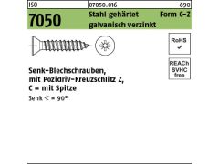 1000 x Senk-Blechschr. ISO 7050 Form C-Spitze Z 3,5 x 13 verzinkt