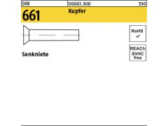 1000 x Senkniete DIN 661 Kupfer 2,5 x 10