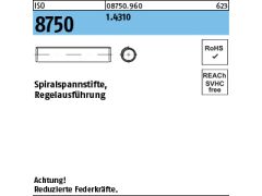 1000 x Spiralspannstifte ISO 8750 Edelstahl(1.4310) 2,5x10