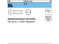 1000 x Zyl.schr. m. Schlitz DIN 84 M2,5 x 16 Edelstahl A4