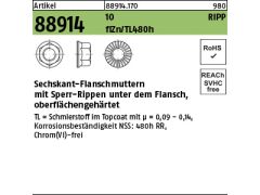 200 x RIPP Sechskant Flanschmuttern mit Sperr-Rippen Kl.10 M8 Zinklammellen