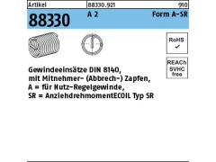 200 x AMECOIL-Gewindeeinsätze Form A Typ SR, M6 x 15 Edelstahl A2