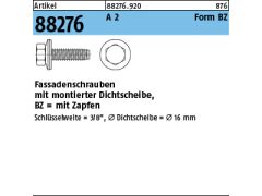 200 x Fassadenschrauben BZ 6,3 x 64 Neoprenscheibe 16 Edelstahl A2