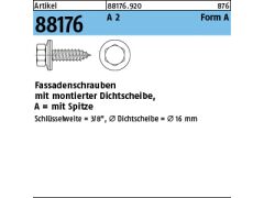 200 x Fassadenschrauben Form A 6,5 x 64 Neoprenscheibe=16 Edelstahl A2
