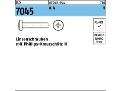 200 x Flachkopfschrauben ISO 7045 M6 x 8 - H Edelstahl A2