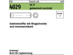 500 x ISO 4029 Gewindestift mit Ringschneide 45H M8x10 verzinkt