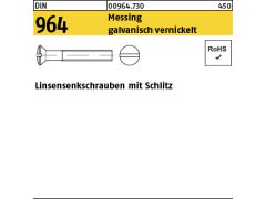200 x Linsen-Senkschrauben DIN 964 Messing M5 x 16 galv. vernickelt