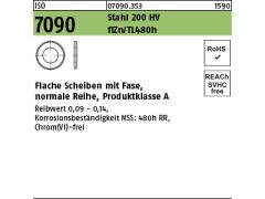 200 x Scheiben ISO 7090 M22 (23x39x3) 200 HV, Zinklammellen