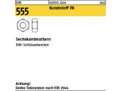 200 x Sechskantmuttern DIN 555 M4 Polyamid Kunststoff