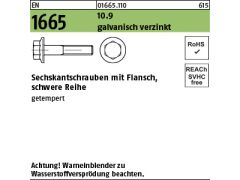 200 x Sechskantschrauben EN 1665 10.9 M10 x 30 verzinkt, getempert