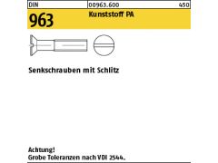 200 x Senkschrauben mit Schlitz DIN 963 M6 x 16 Polyamid Kunststoff