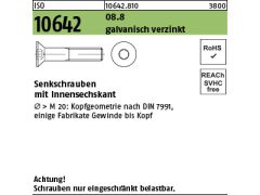 10 Stück ISO 7046 Senkkopfschraube M8x100 ISK Stahl verzinkt 8.8 