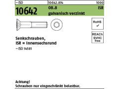 200 x Senkschrauben m. ISR ISO 10642 8.8 M8x30 -T40 verzinkt