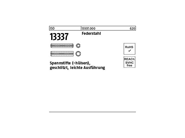 Spannstift DIN 7346/ISO 13337 21 x 50 Federstahl leichte Ausf DIN 7346 