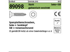 200 x Spanplattenschrauben Senkkopf CE 6x50 -T30 VG verzinkt