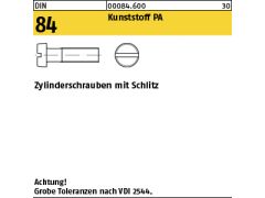200 x Zylinderschrauben mit Schlitz DIN 84 M3x5 Polyamid Kunststoff