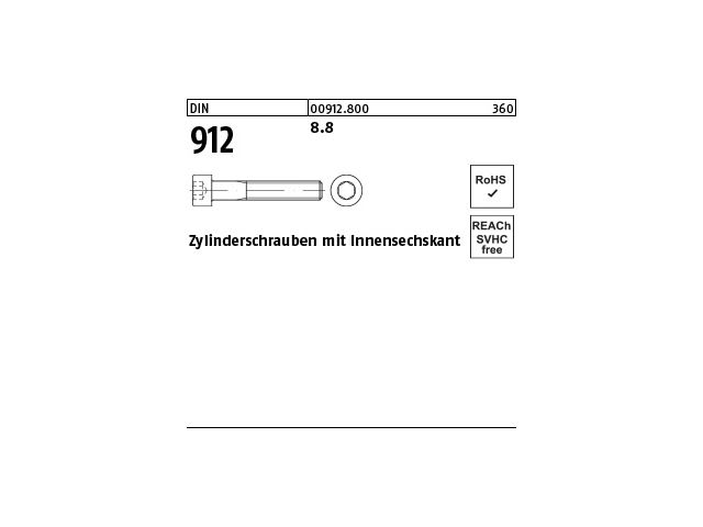 DIN 912 Zylinderschraube Innensechskant M 4  A4 blank Teilgewinde 