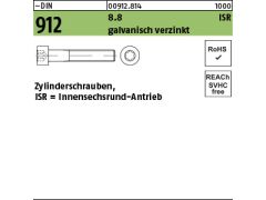 200 x Zylinderschrauben DIN 912 8.8 M8 x 30mit Innensechsrund galv. verzinkt