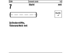 1000 x DIN 7 Zylinderstifte, m6 - Stahl 3x8 (blank/schwarz)