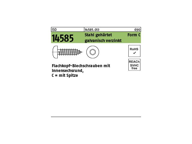 C-H 2000 Linsenkopf Blechschrauben ISO 7049 verzinkt 2,2x4,5