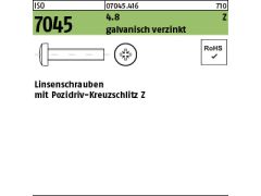 2000 x Flachkopfschrauben ISO 7045 4.8 M2,5 x 16 - Z verzinkt