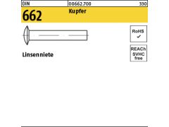 2000 x Linsenniete DIN 662 Kupfer 2 x 4