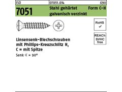 2000 x Linsensenk Blech. ISO 7051 Form C-Spitze H 2,9 x 9,5 verzinkt