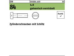 2000 x Zylinderschrauben mit Schlitz DIN 84 4.8 M5x10 vernickelt