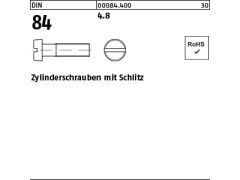2000 x Zylinderschrauben mit Schlitz DIN 84 4.8 M5x8 (blank/schwarz)