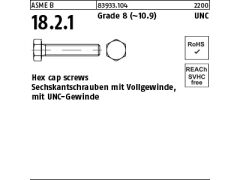 25 x 6-Kant Zoll Schrauben Kl.8 Vollgewinde 3/4 UNC x 2 1/2 (64 mm) (blank/schwarz)