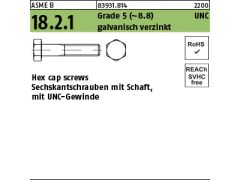 25 x 6-Kant Zoll Schrauben Teilgew. Kl.5 - verzinkt 5/8 UNC x 3 1/2 (89 mm)
