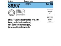 25 x ENSAT-Gewindeeinsätze Typ 307 m. Bohrung M10 Edelstahl 1.1405