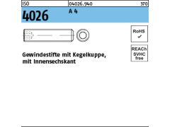 100 x ISO 4026 Gewindestift mit Kegelkuppe A4 M10x16 Edelstahl A4