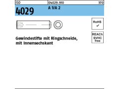 100 x ISO 4029 Gewindestift mit Ringschneide A2 M6x45 rostfrei A1/A2